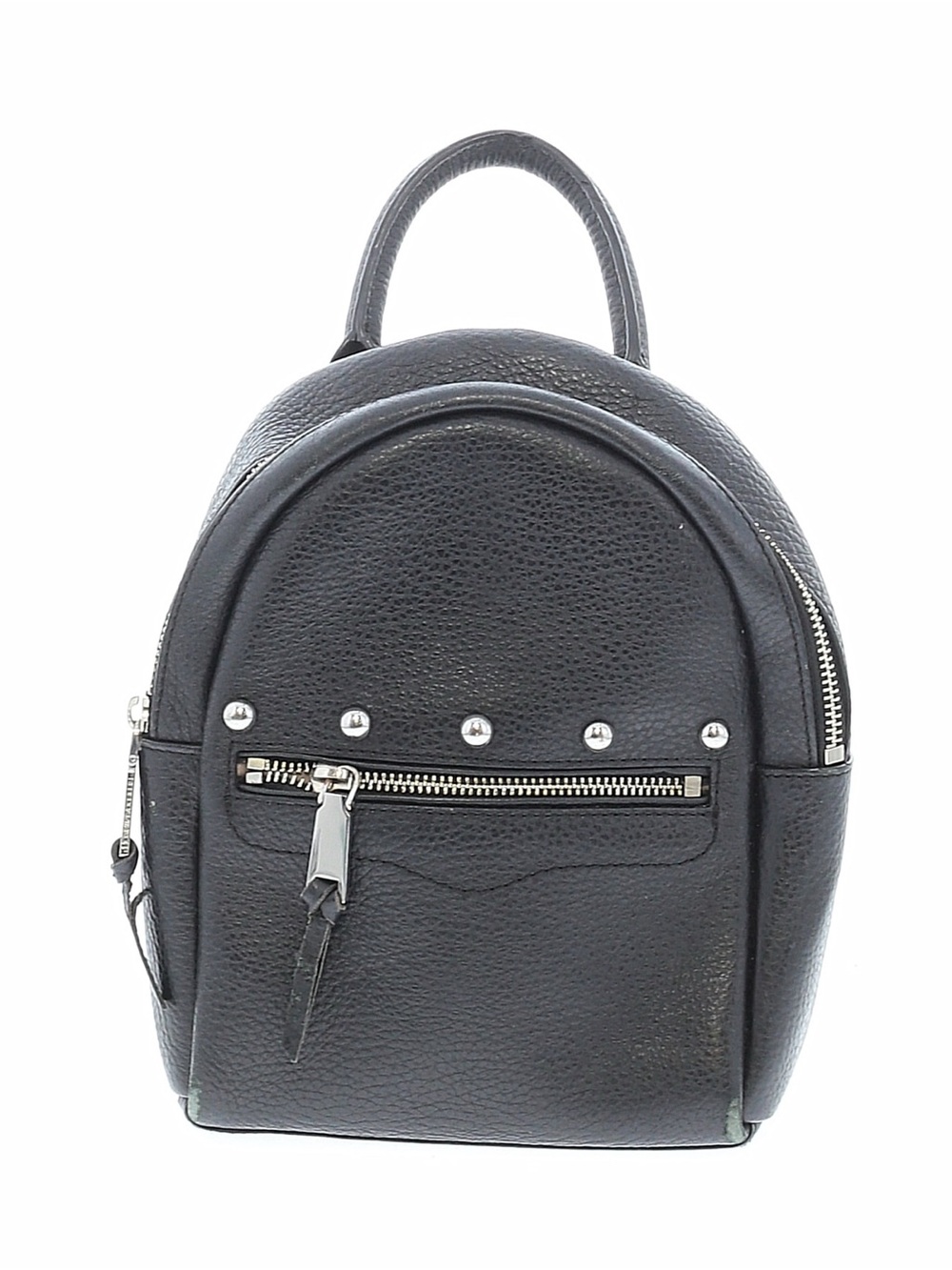 Rebecca Minkoff "Madison" Black Pebbled Leather Mini Backpack with Silver Studs